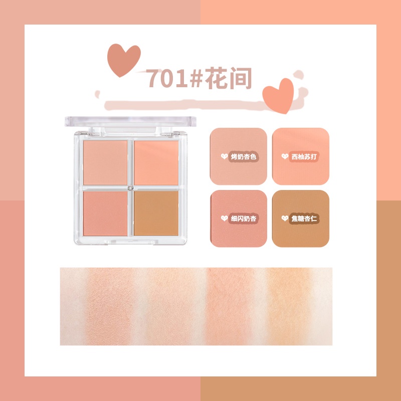 Gogotales Phấn Má Hồng Bốn Màu Trang Điểm nude Tự Nhiên Cho Nữ