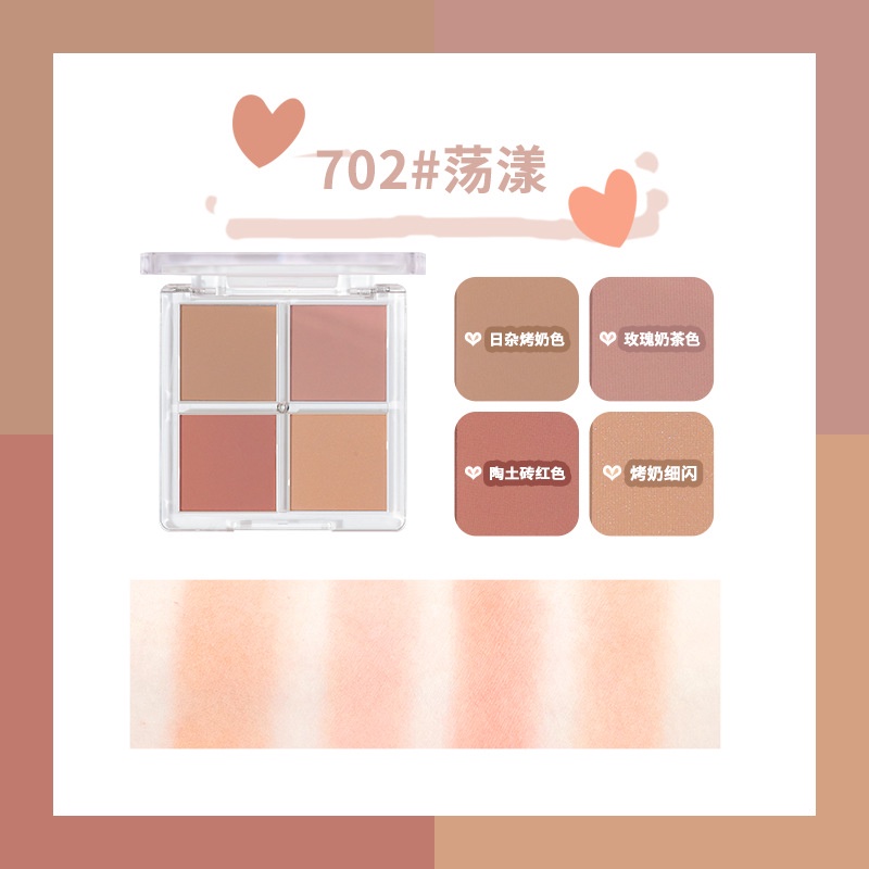 Gogotales Phấn Má Hồng Bốn Màu Trang Điểm nude Tự Nhiên Cho Nữ