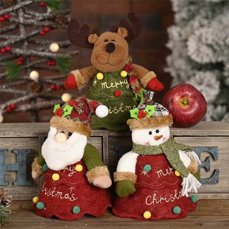 Túi Vải Đựng Kẹo Giáng Sinh Có Tay Cầm Hình Ông Già Noel