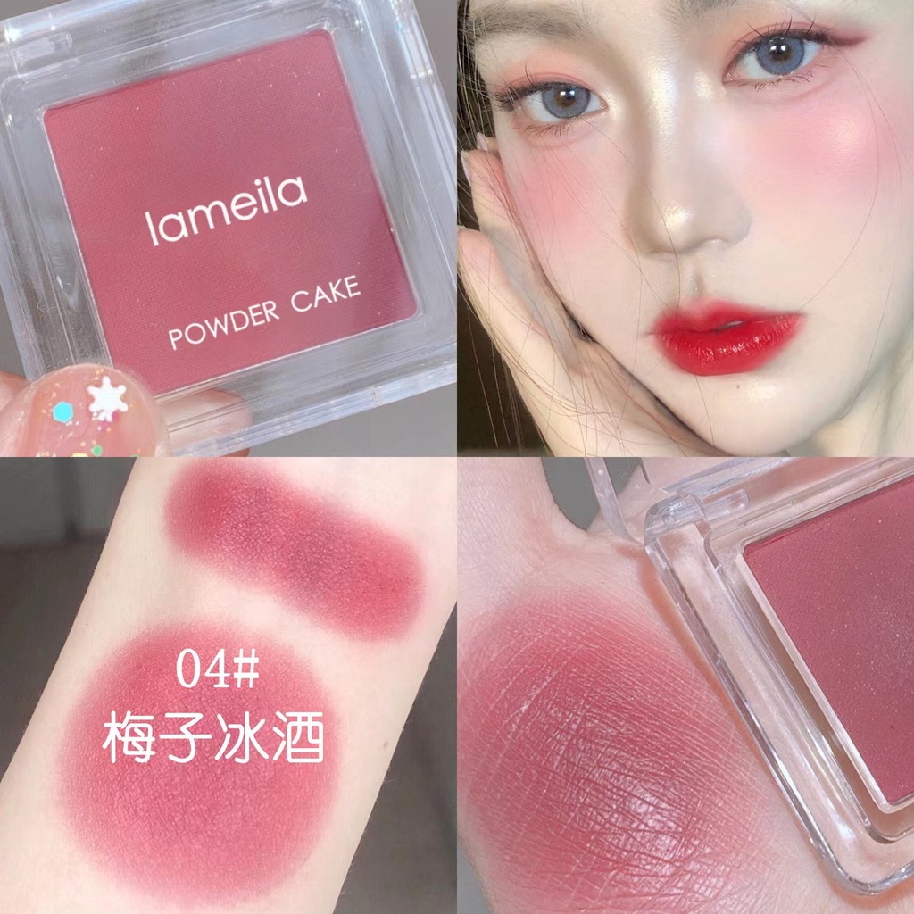 Bảng Phấn Má Hồng 4 Màu Nhung Lì Kiểm Soát Dầu Không Thấm Nước Kèm Gương Soi