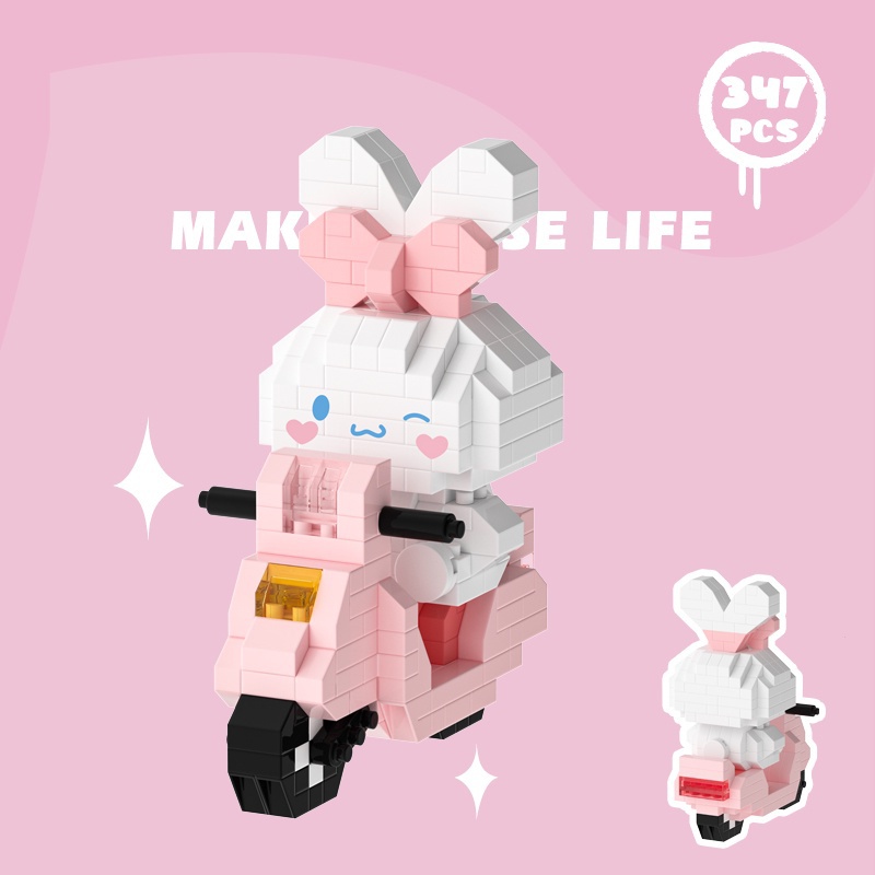 Đồ Chơi Khối Xây Dựng Hình Gấu Thỏ Lái Xe Máy Gạch LEGO tương thích Đồ chơi Puzzle Mô hình khối