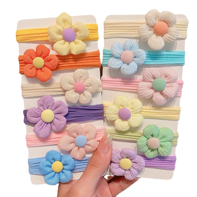 6 cái trẻ em cô gái 'đầu dây nơ tóc trang trí cô gái' thắt tóc dây cao su dễ thương hoa bé vòng tóc dây cao su