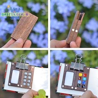 Portable travel handmade watercolor paint palette oil paint tray box empty box mini black walnut paint box