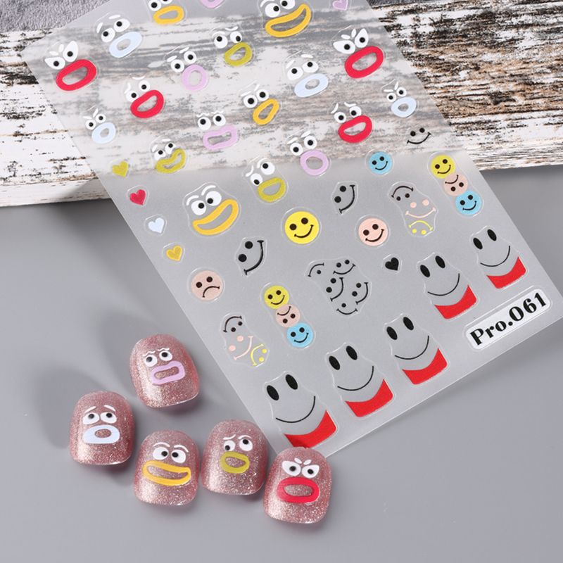 Đề can dán móng STZPRONAIL trang trí màu cầu vồng thiết kế quái vật nhỏ dopamine