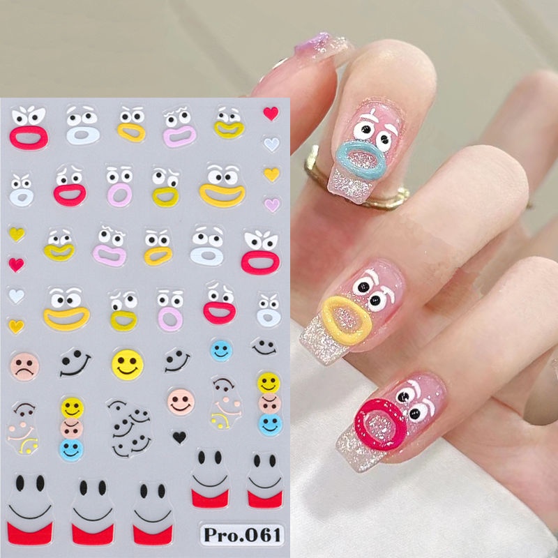 Đề can dán móng STZPRONAIL trang trí màu cầu vồng thiết kế quái vật nhỏ dopamine