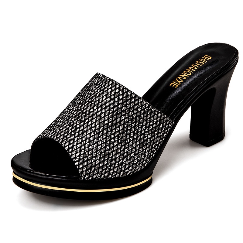 Dép cao gót kim cương nước cho nữ, dép miệng cá có gót dày mới cho mùa hè 2022 và dép đi làm trẻ cho công sở