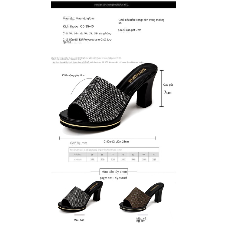 Dép cao gót kim cương nước cho nữ, dép miệng cá có gót dày mới cho mùa hè 2022 và dép đi làm trẻ cho công sở
