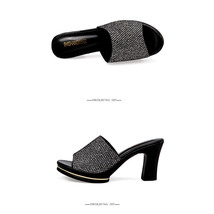 Dép cao gót kim cương nước cho nữ, dép miệng cá có gót dày mới cho mùa hè 2022 và dép đi làm trẻ cho công sở