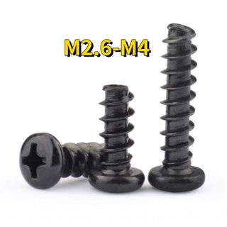 Black phillips round head flat tail screw phillips self-tapping screw m2.6 m3 m3.5 m4