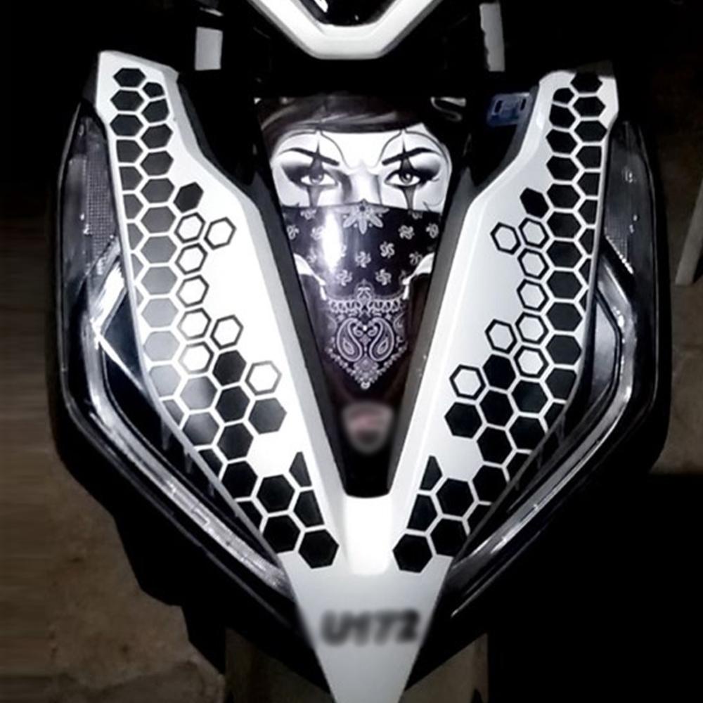 Set 2 Miếng Dán Hình Tổ Ong 39x9cm Chống Nước Trang Trí Mặt Trước Xe Mô Tô u2z9