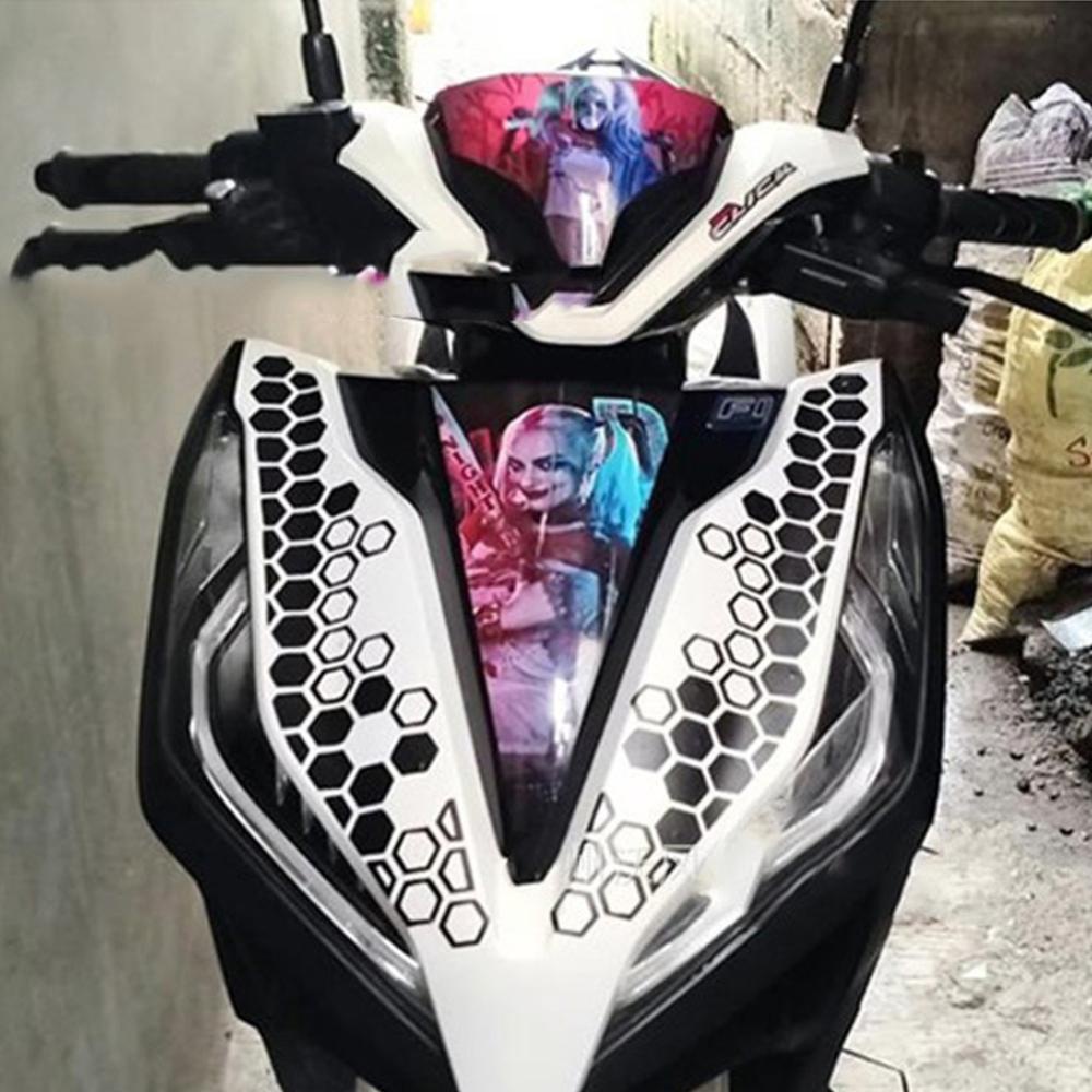 Set 2 Miếng Dán Hình Tổ Ong 39x9cm Chống Nước Trang Trí Mặt Trước Xe Mô Tô u2z9