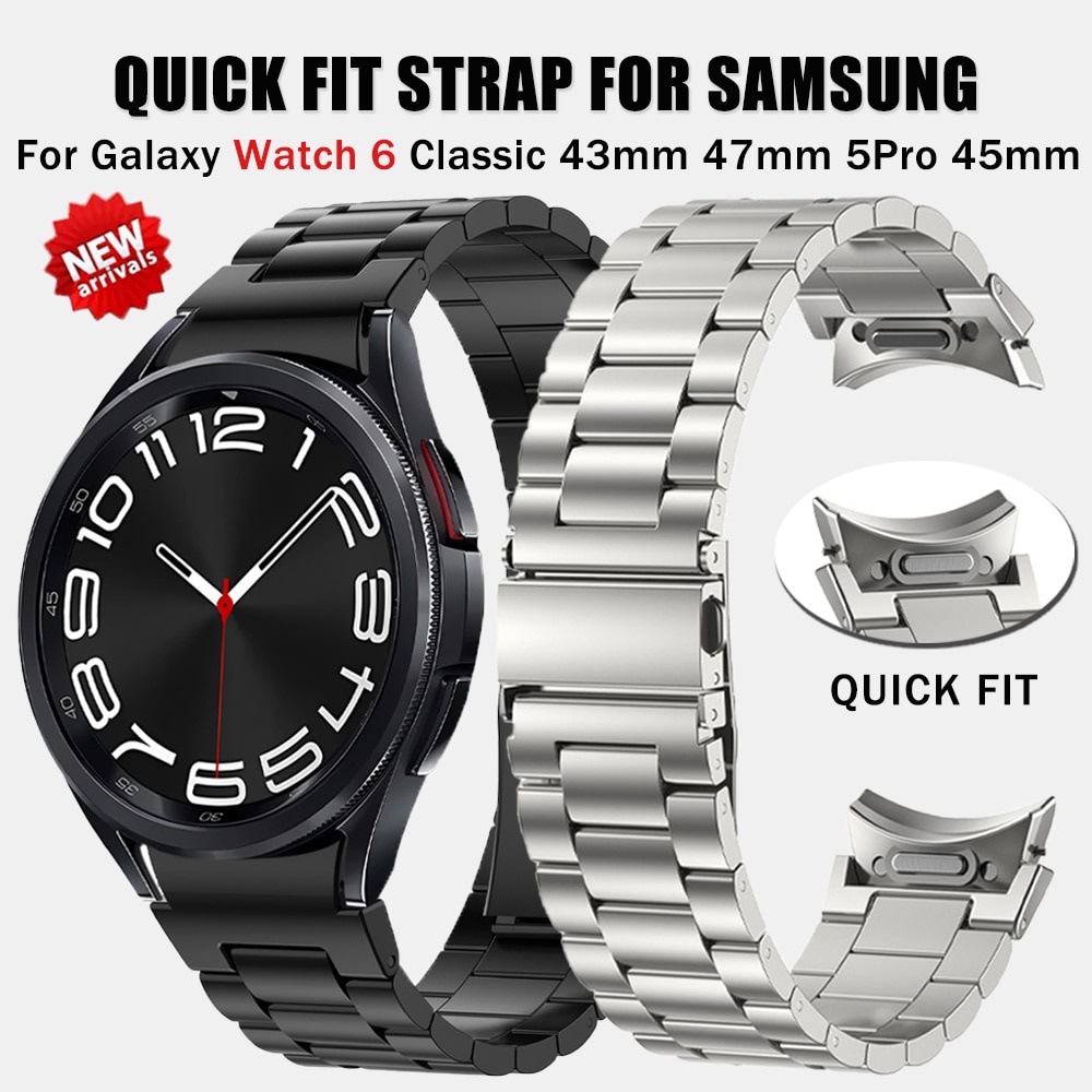 Lắp đặt nhanh vòng đeo tay kim loại bằng thép không gỉ thích hợp cho samsung galaxy watch 6 classic 