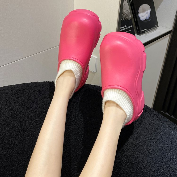 W mùa đông phong cách mới gót nhà dày-chốt dày-chốt lông thú sang trọng ấm áp không thấm nước giày bông baotou nền tảng dưới bước trên shit fe