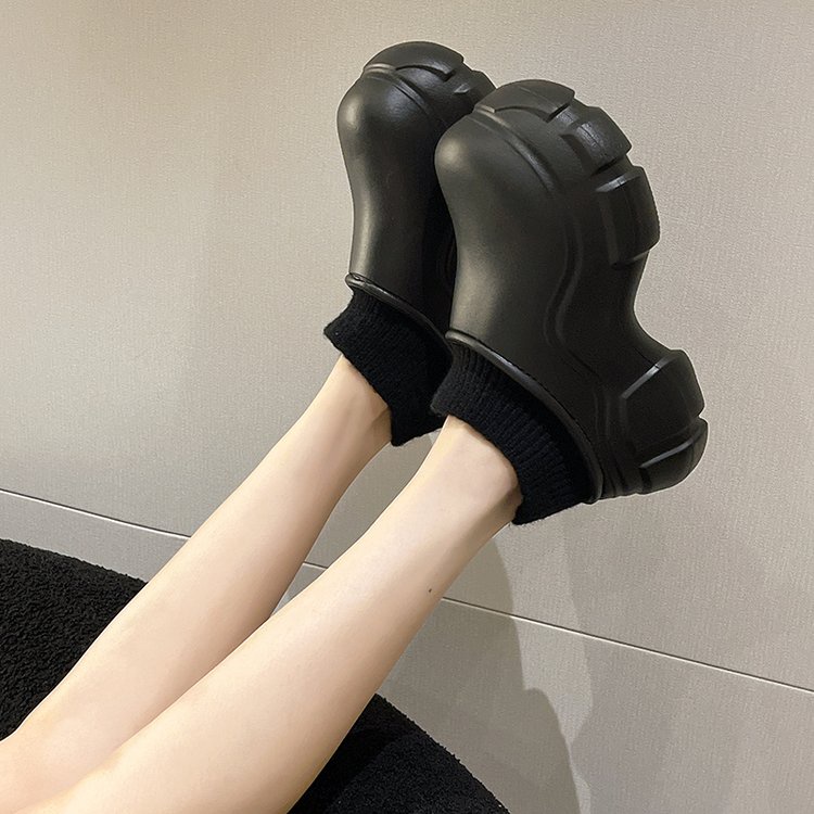 W mùa đông phong cách mới gót nhà dày-chốt dày-chốt lông thú sang trọng ấm áp không thấm nước giày bông baotou nền tảng dưới bước trên shit fe