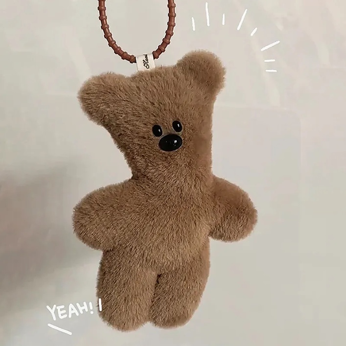 Bear squeak keychain mặt dây chuyền phim hoạt hình dễ thương búp bê sang trọng đồ chơi kawaii túi nhồi bông mềm bùa trang trí cho trẻ em quà tặng