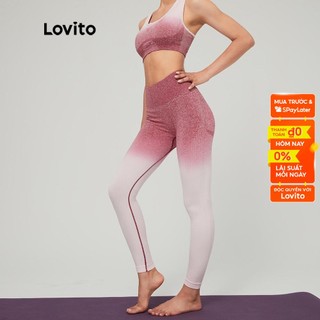 Quần legging Lovito bó sát phong cách thể thao thời trang L03013 (Màu đỏ gradient)
