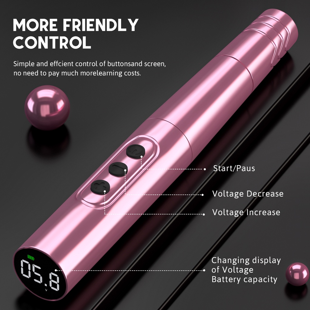 1800mah công suất lớn pmu tattoo pen máy với rca adapter 3.0mm storke trọng lượng nhẹ trang điểm vĩnh viễn không dây rotary pen máy