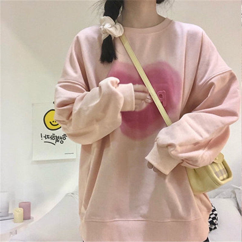 Xiang-ni Áo sweatshirt Mỏng Cổ Tròn Dáng Rộng Thời Trang Xuân Thu Cho Nữ