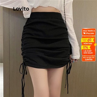 (Gợi ý từ KOL) Chân váy dáng ôm Lovito dây rút L03107 (màu đen)