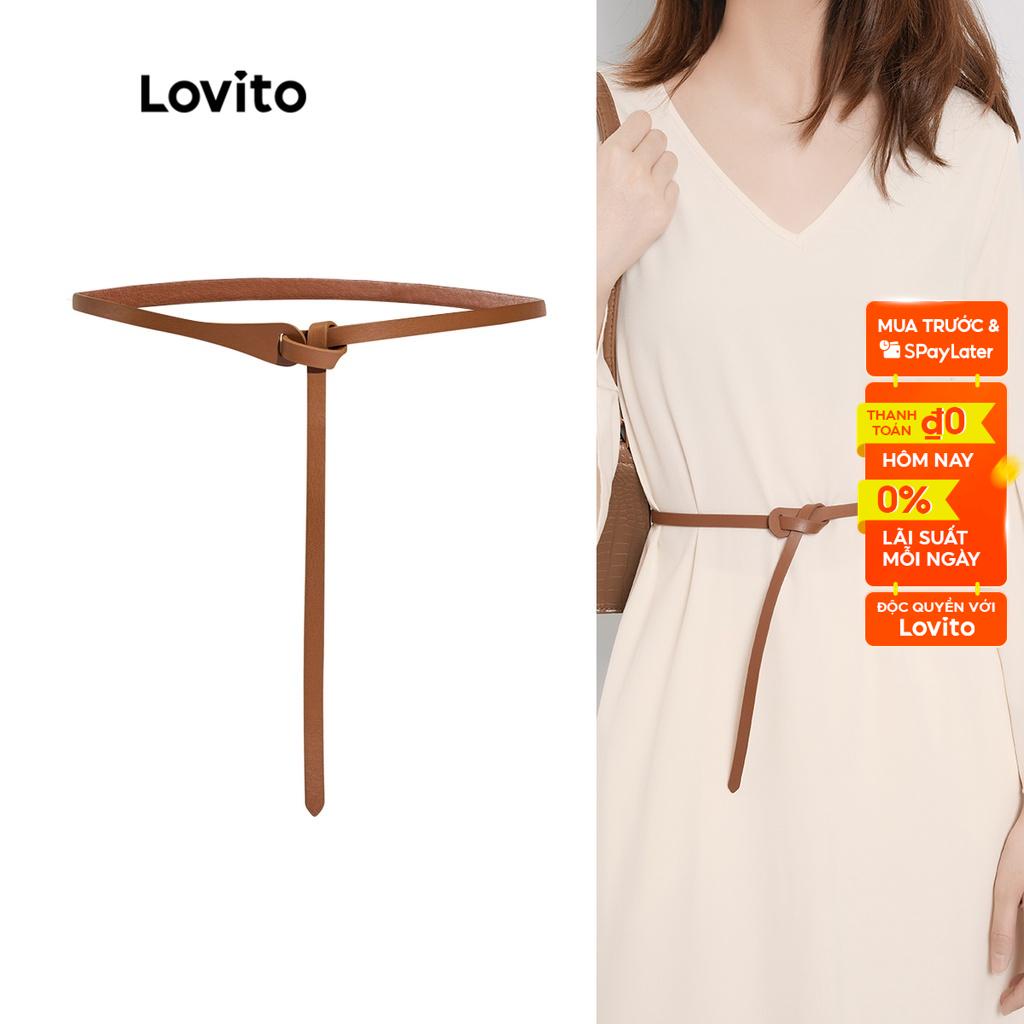Dây thắt lưng LOVITO thắt nút cơ bản điều chỉnh được không xốp thường ngày cho nữ L46ED001 (nâu/ kaki nhạt/ đen)