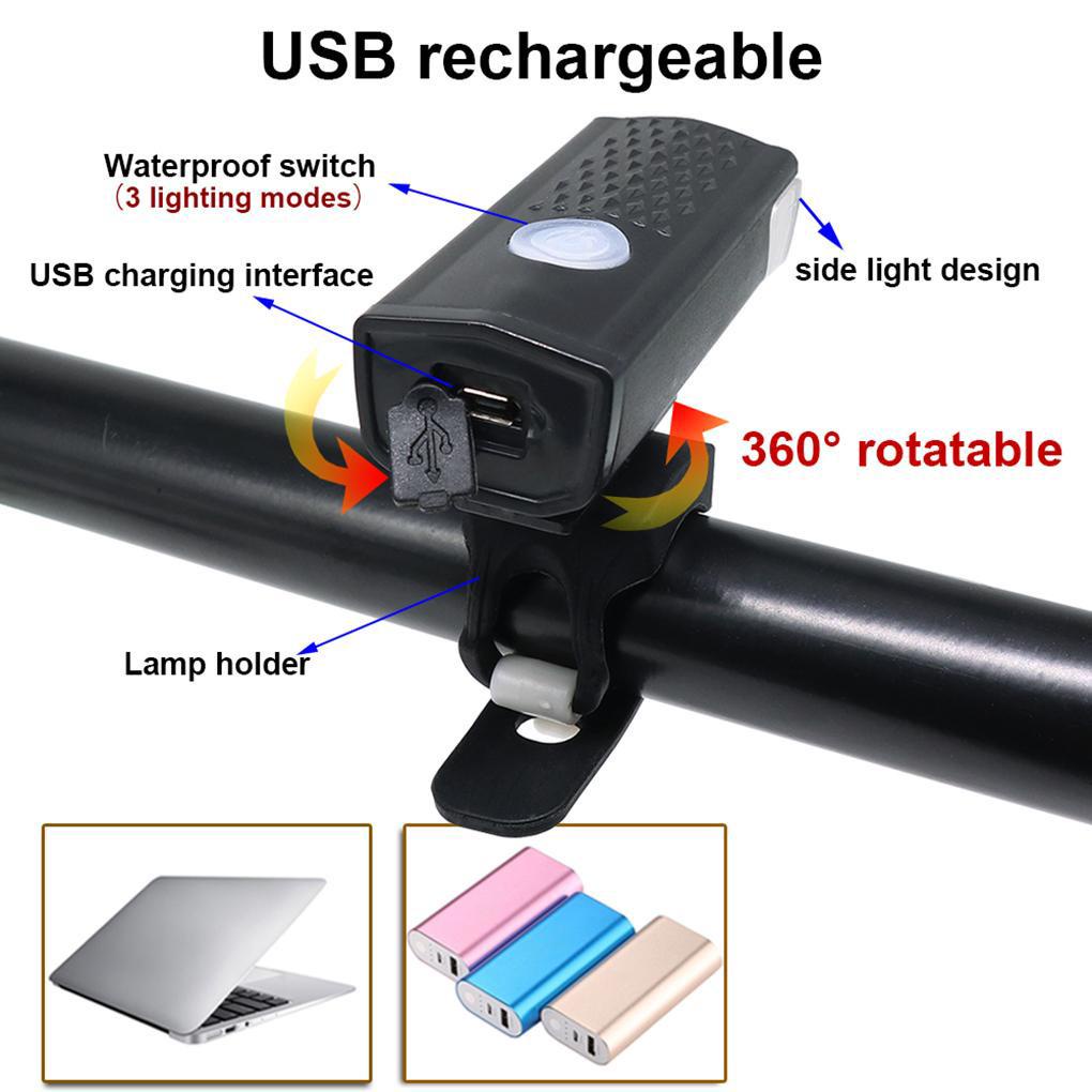 Đèn Pha Xe Đạp 300 Lumens Sạc USB Chất Lượng Cao