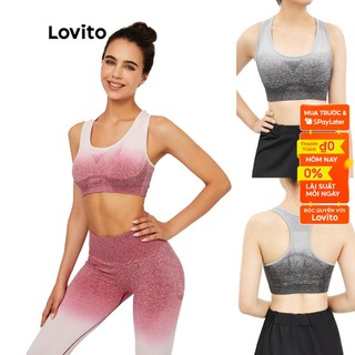 Áo ngực thể thao Lovito không gọng không đường may ôm dáng thoáng khí thấm hút mồ hôi L03114 màu đỏ gradient