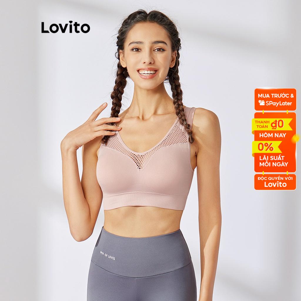 Áo Ngực Thể Thao Yoga Lovito Thoáng Khí Chống Đá Mồ Hôi L31ED058 (Màu Hồng / Xanh Nhạt / Đen)