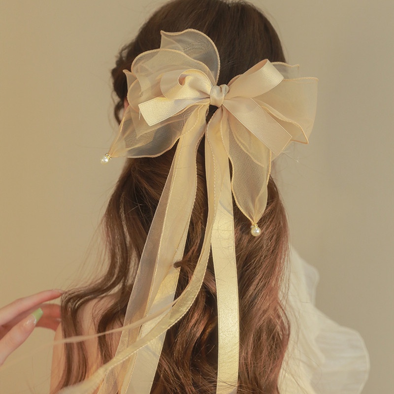 Kẹp Tóc Nơ Ruy Băng Lớn Thời Trang Cho Nữ CHLINS