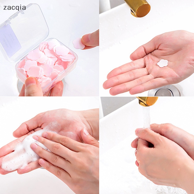 Hộp 100 Xà Phòng Giấy Hình Bông Hoa mini Dùng Một Lần