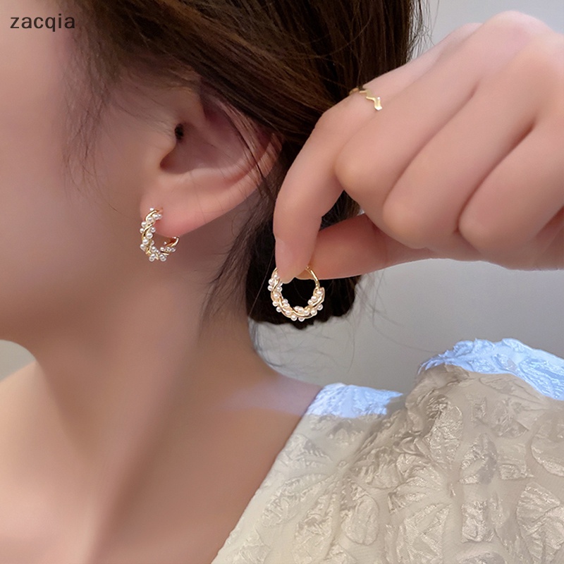 1 Đôi Bông Tai Tròn Đính Ngọc Trai Đơn Giản Thời Trang Dành Cho Nữ vn