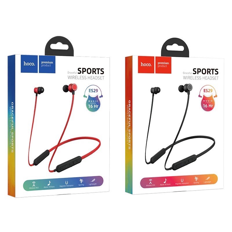 ️FREESHIPTai nghe bluetooth thể thao không dây choàng cổ có Mic Hoco ES29 5.0-Nghe nhạc+Đàm thoại 16H IPhone Android