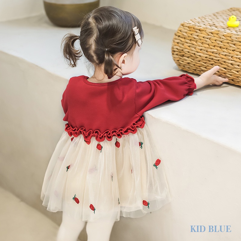 Đầm Phối Lưới Đính Nơ Họa Tiết Quả Dứa Phong Cách Phương Tây Cho Bé Gái