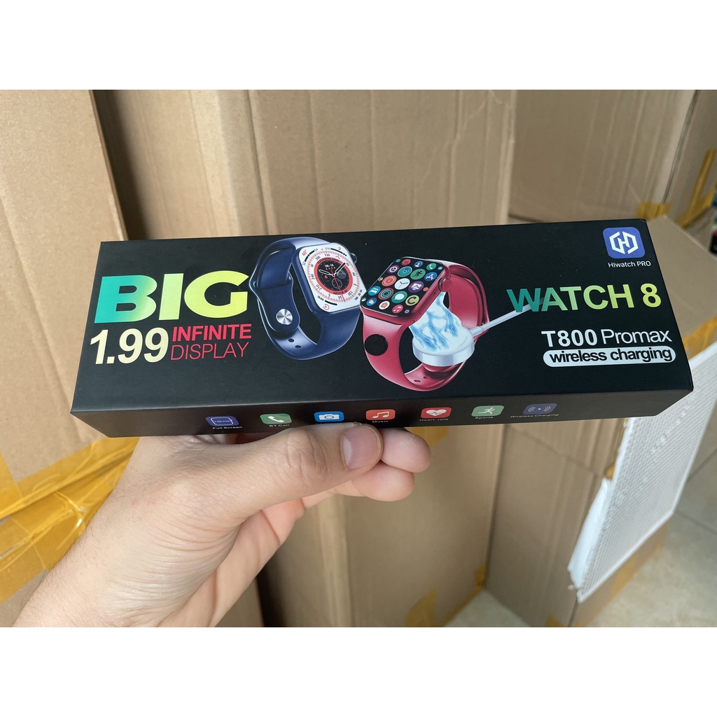 Đồng Hồ Thông Minh Smartwatch Nam Nữ Series 8 T800 PRO MAX Hiwatch Pro Viền Thép - Cảm Ứng Mượt Mà - Kháng Nước IP67