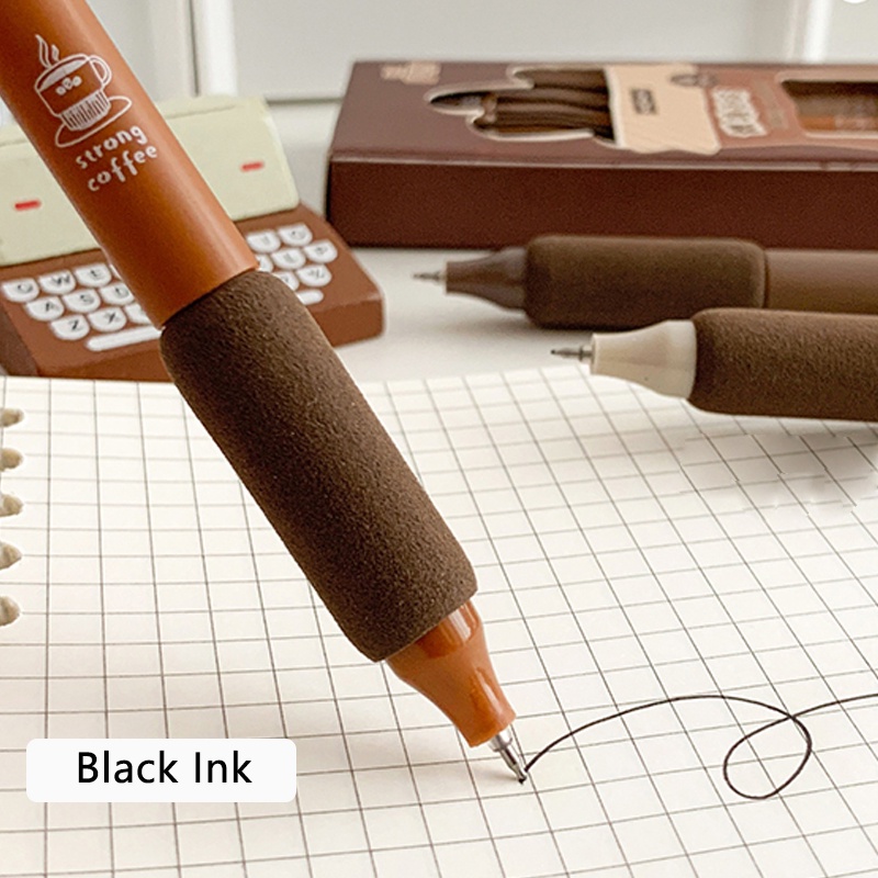 4 Chiếc Bút Bi Nước Mực Đen Ngòi 0.5mm Tay cầm mềm Baking Series Bút Gel có thể thu vào Bút mực đen ST Nib Bút ký