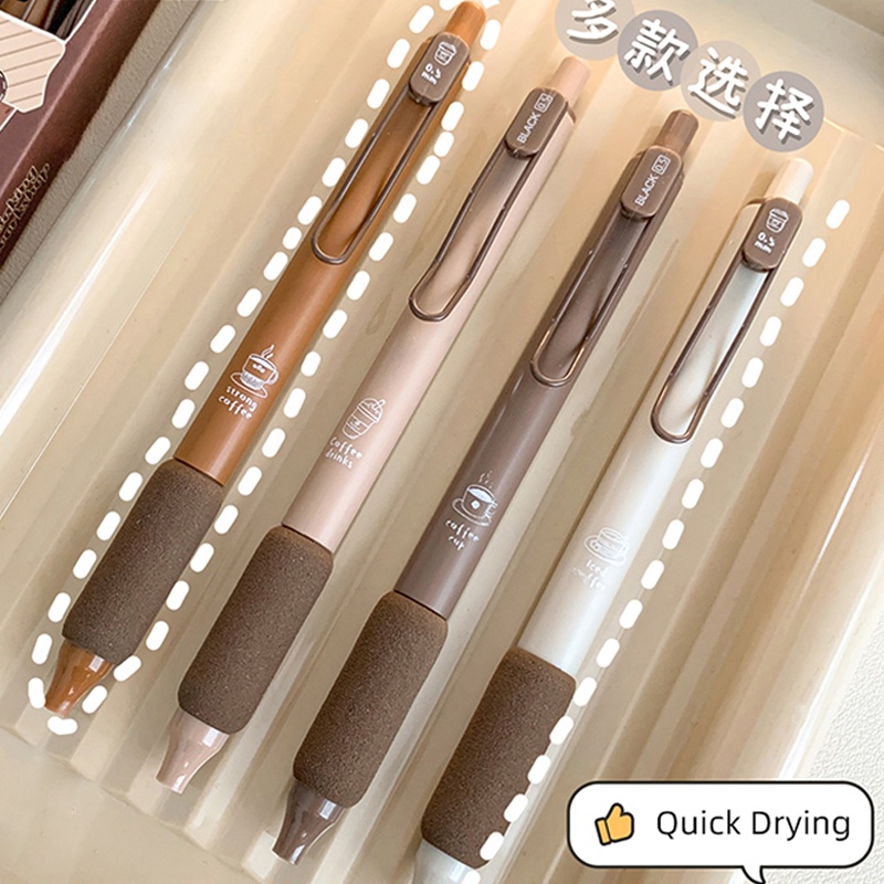 4 Chiếc Bút Bi Nước Mực Đen Ngòi 0.5mm Tay cầm mềm Baking Series Bút Gel có thể thu vào Bút mực đen ST Nib Bút ký