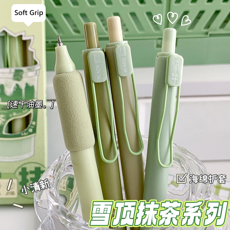 4 Chiếc Bút Bi Nước Mực Đen Ngòi 0.5mm Tay cầm mềm Baking Series Bút Gel có thể thu vào Bút mực đen ST Nib Bút ký