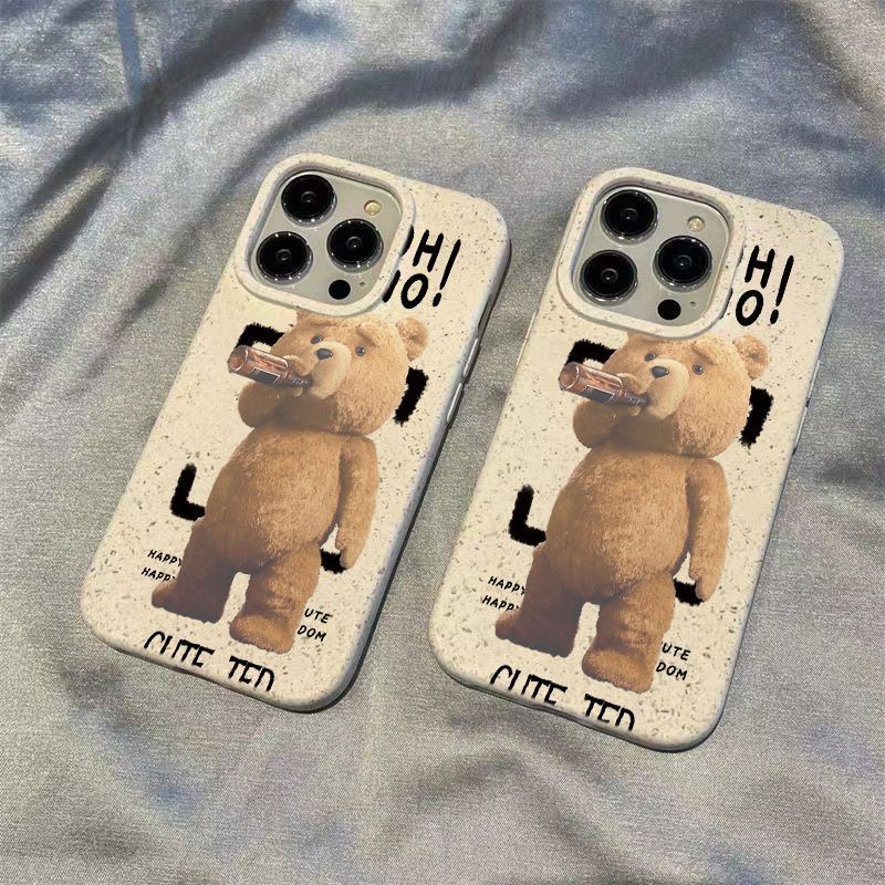 Ốp Điện Thoại Hình Gấu Uống Nước Cho Iphone 15 14 13Pro 12 / 11 Xsmax xr / b71c