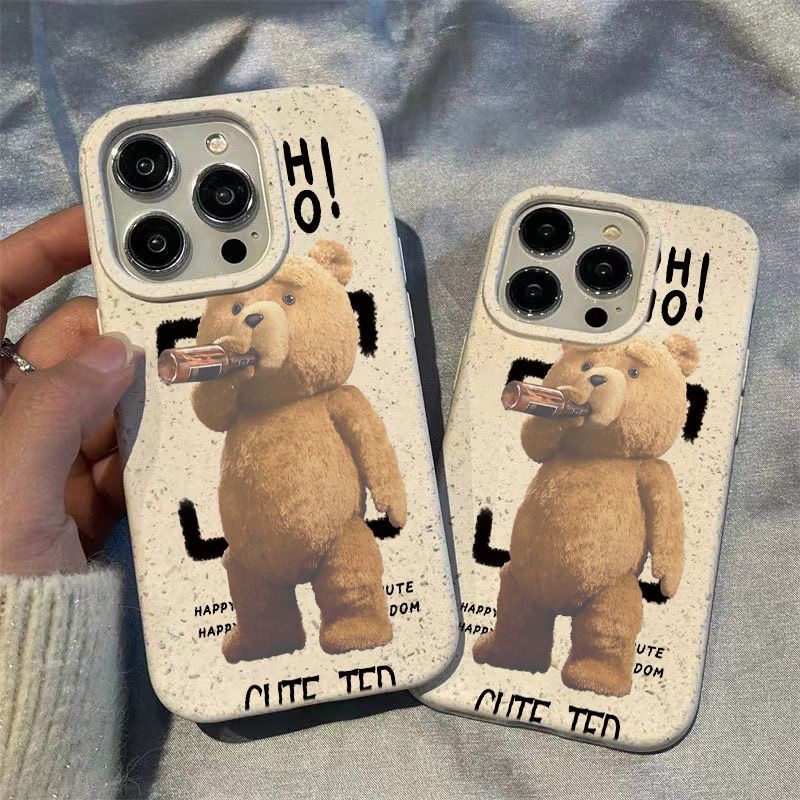 Ốp Điện Thoại Hình Gấu Uống Nước Cho Iphone 15 14 13Pro 12 / 11 Xsmax xr / b71c