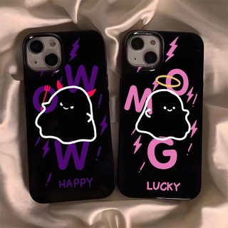 Demon Dễ Thương Halloween Cặp Đôi Series Màu Đen Sáng Tương Thích Cho IPhone 14 13 12 11 Pro XS Max X XR 7 + 8 Plus Điện Thoại Silicon Chống Sốc Vỏ TPU Mềm