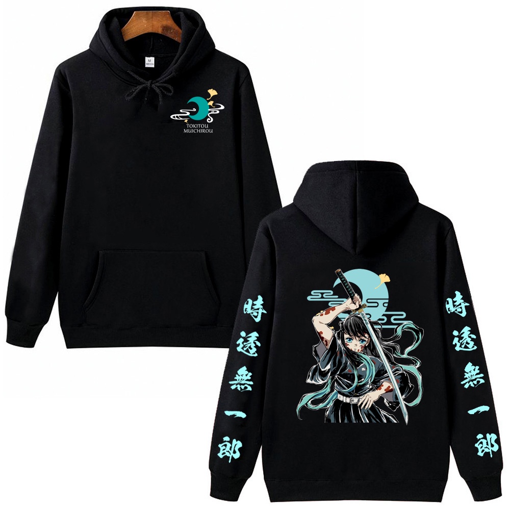 Bán Chạy Áo hoodie Chui Đầu Oversize In Họa Tiết Hoạt Hình demon slayer muichiro tokito Phong Cách Đường Phố unisex