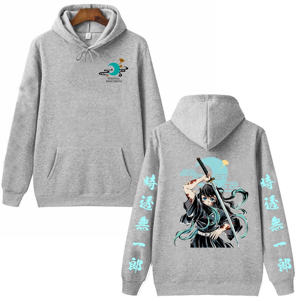 Bán Chạy Áo hoodie Chui Đầu Oversize In Họa Tiết Hoạt Hình demon slayer muichiro tokito Phong Cách Đường Phố unisex