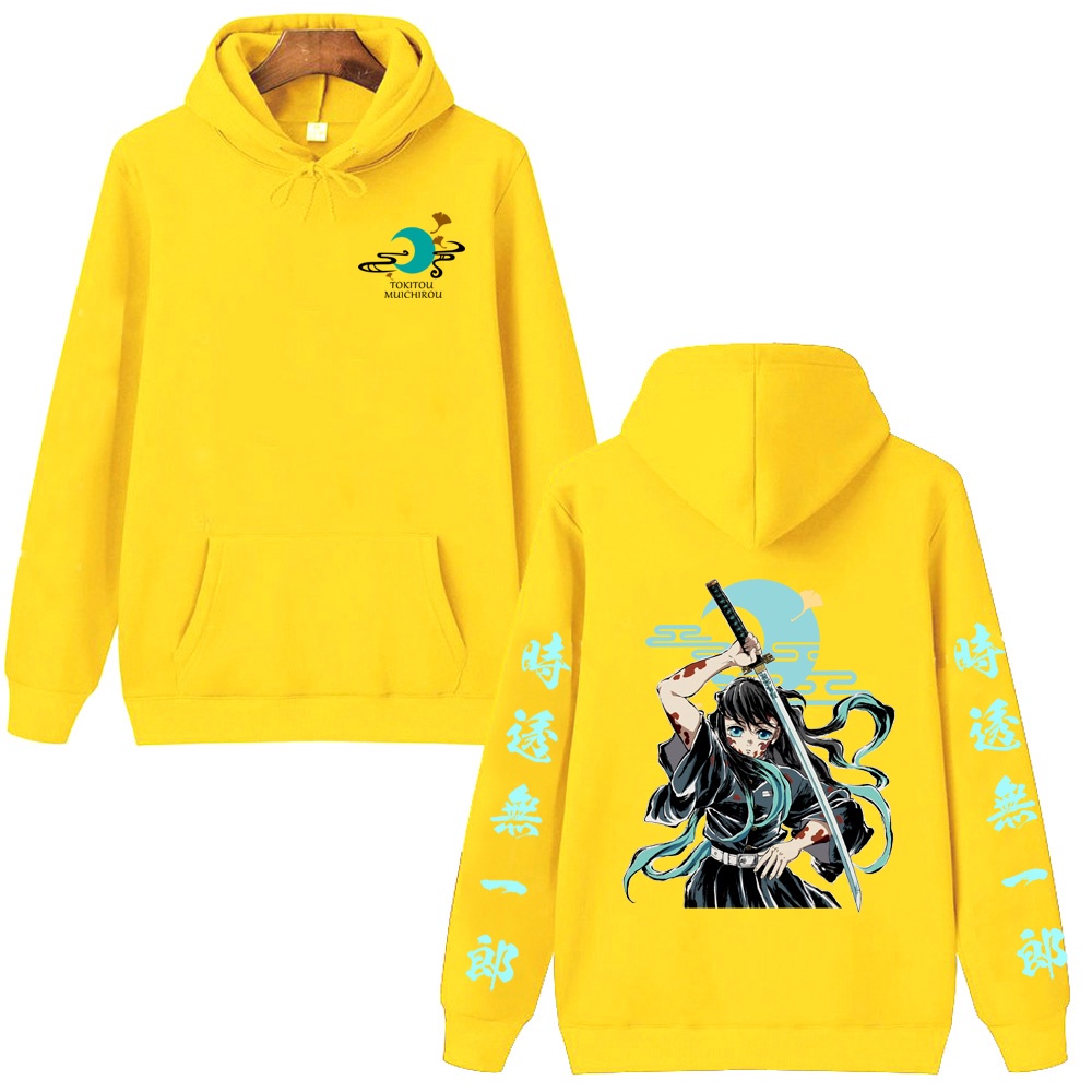 Bán Chạy Áo hoodie Chui Đầu Oversize In Họa Tiết Hoạt Hình demon slayer muichiro tokito Phong Cách Đường Phố unisex
