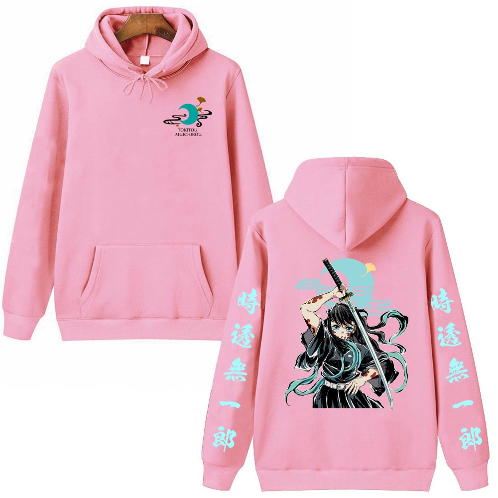 Bán Chạy Áo hoodie Chui Đầu Oversize In Họa Tiết Hoạt Hình demon slayer muichiro tokito Phong Cách Đường Phố unisex