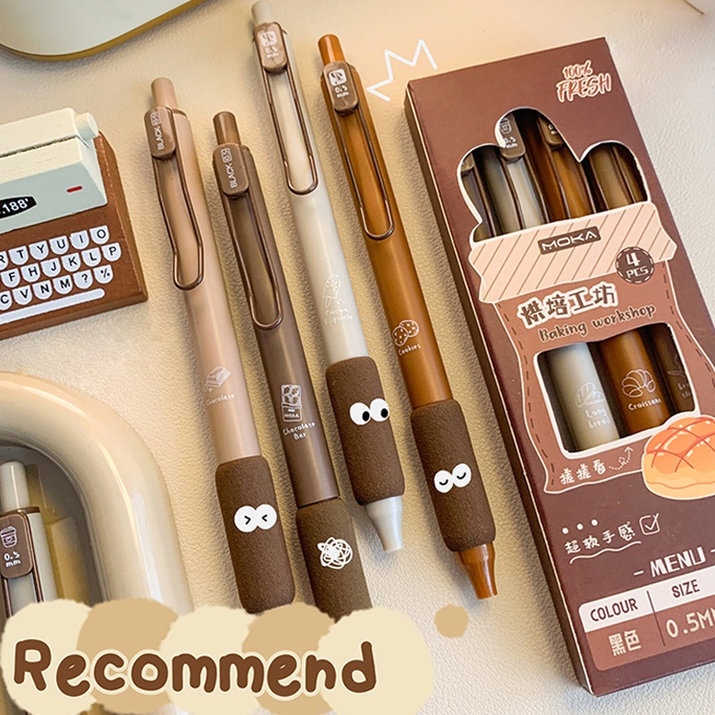 4 Chiếc Bút Bi Nước Mực Đen Ngòi 0.5mm