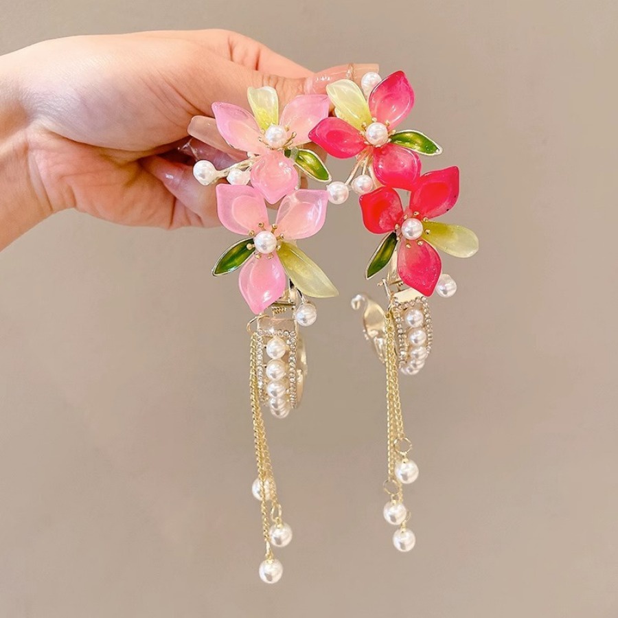 Kẹp Tóc Hình Hoa Đính Ngọc Trai Thanh Lịch Cho Nữ