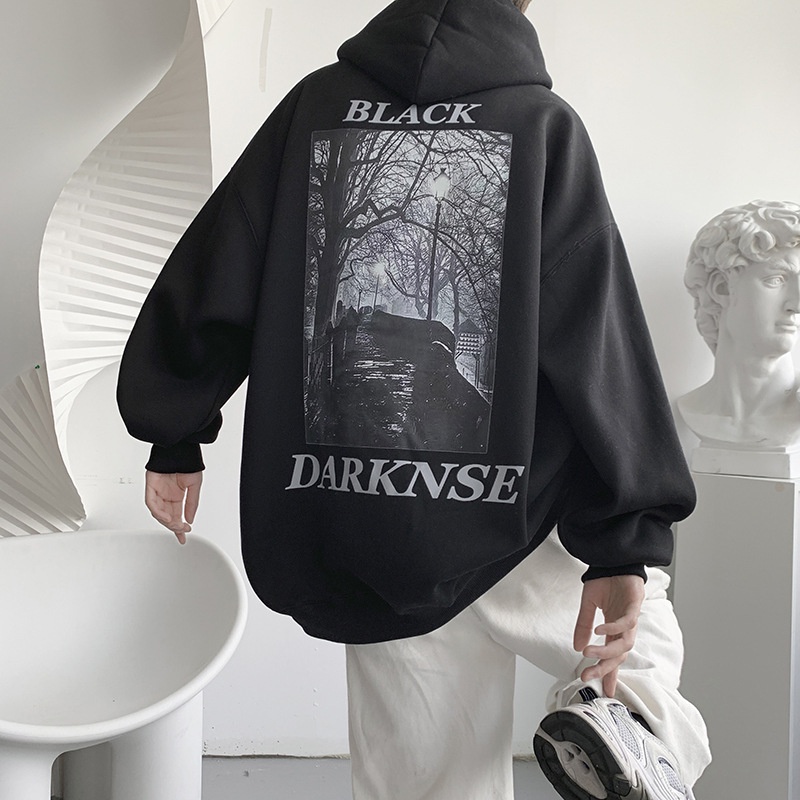 Áo Hoodie Nam Dáng Rộng In Họa Tiết vintage Hợp Xu Hướng Thời Trang Thu Đông Cho Nam