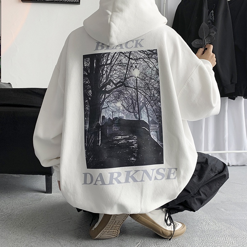 Áo Hoodie Nam Dáng Rộng In Họa Tiết vintage Hợp Xu Hướng Thời Trang Thu Đông Cho Nam