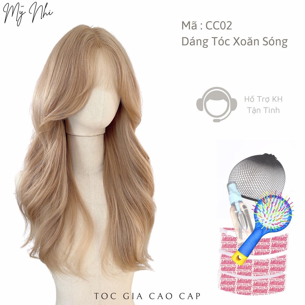 Siêu Da Đầu Tóc Giả CC02 (nhiều màu) Xoăn Sóng Lơi
