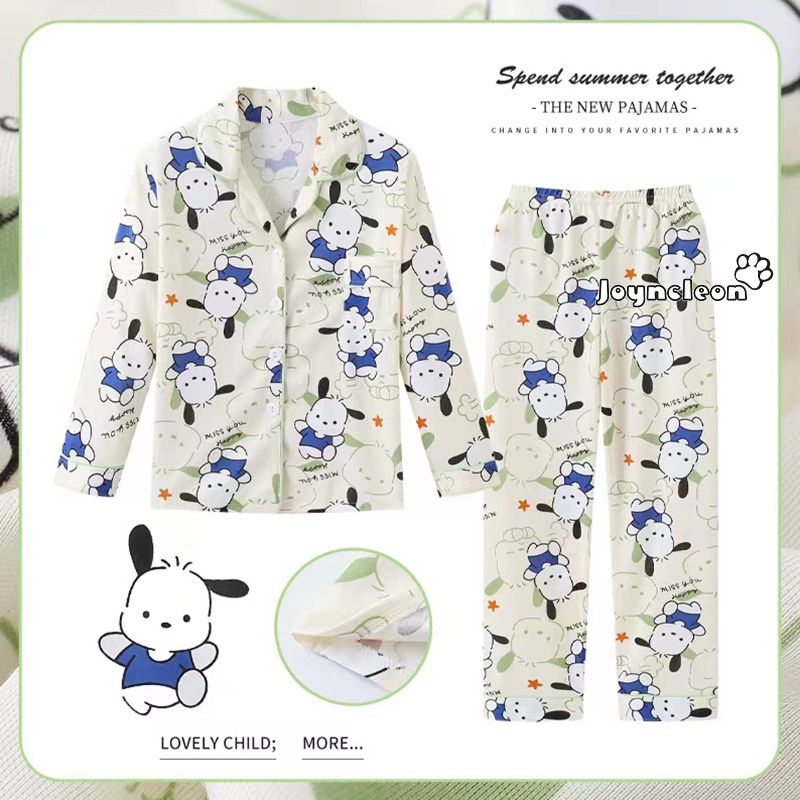 Bộ Đồ Ngủ Pijama Dài Tay Phong Cách Hàn Quốc Dễ Thương Cho Bé