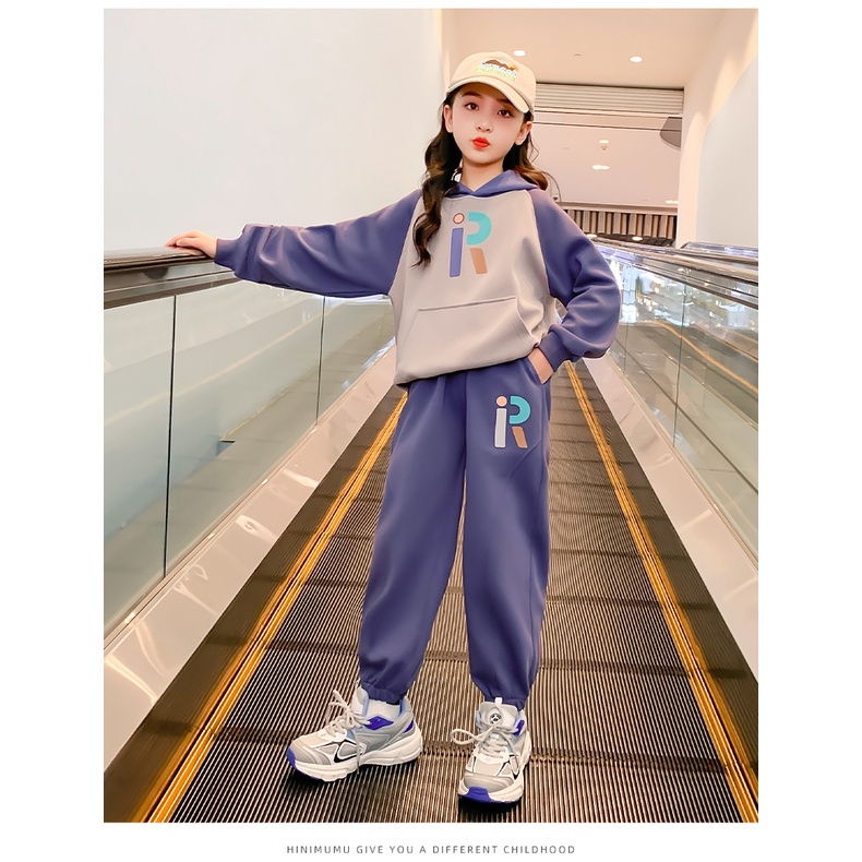 Bộ Đồ Thể Thao Hai Mảnh Áo Hoodie + Quần Dài Vừa Thời Trang Hàn Quốc Mùa Xuân Thu Cho Bé Gái 120-170cm